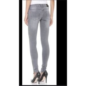 Anine Bing Double Zip Skinny Gray Distressed Jeans Size: 24
